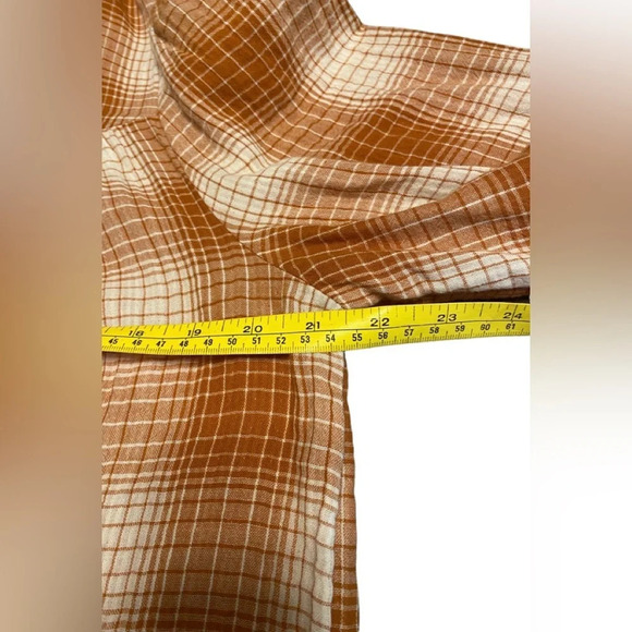NWT Universal Thread Brown/Orange Plaid Gauze Cotton Button Down Top - Picture 8 of 9